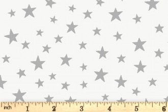 Lewis & Irene Marvelous Metallics Fabric Collection Metallic Silver Stars on Cream MM1.1