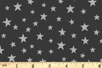 Lewis & Irene Marvelous Metallics Fabric Collection Metallic Silver Stars on Black MM1.3