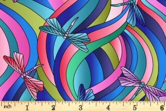 END OF BOLT 1YD34” Lewis & Irene Reflections Fabric Collection Dragonflies on Bright Premium 100% Cotton Quilt Shop Quality Fabrics