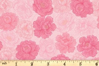 Lewis & Irene Love Blooms Fabric Collection Peony Blooms on Pink A525.2