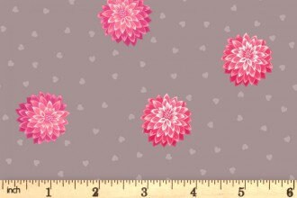 Lewis & Irene Love Blooms Fabric Collection Dahlias and Hearts on Cappuccino A524.3