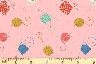 Lewis & Irene Small Things Crafts Fabric Collection Knitting and Crochet on Pink Premium 100% Cotton Quilt Shop Quality Fabrics