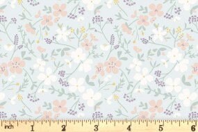 Lewis & Irene Heart of Summer Fabric Collection Sweet Meadow on Duck Egg Blue CC2.2