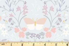 Lewis & Irene Heart of Summer Fabric Collection Floral Gathering on Duck Egg Blue CC1.2