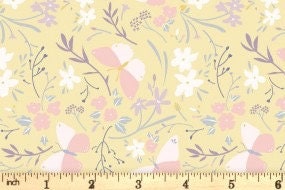 Lewis & Irene Heart of Summer Fabric Collection Butterfly Dance on Buttercup Yellow CC3.2