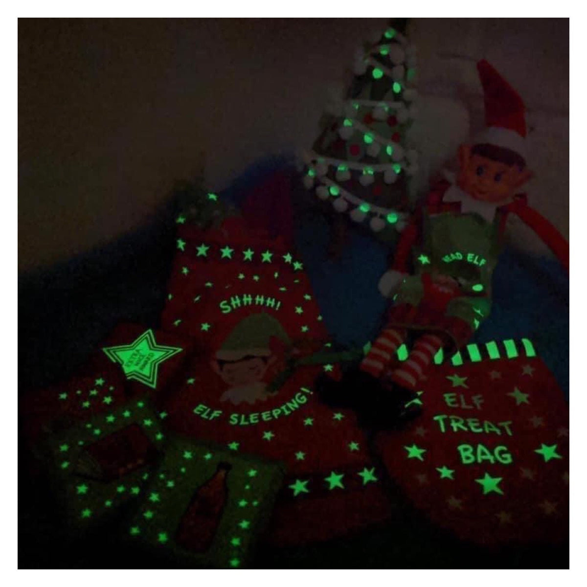 Lewis & Irene Christmas Glow Fabric Collection Elf on the Shelf Accessory 36" Panel on Blue