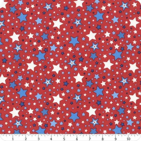 Lewis & Irene Americana Fabric Collection Stars on Red Authentic Premium 100% Cotton Quilt Shop Quality Fabrics