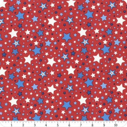 Lewis & Irene Americana Fabric Collection Stars on Red Authentic Premium 100% Cotton Quilt Shop Quality Fabrics