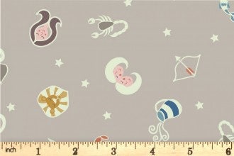 Lewis & Irene Small Things Glow Fabric Collection Glowing Star Signs on Light Clay Premium 100% Cotton Fabrics