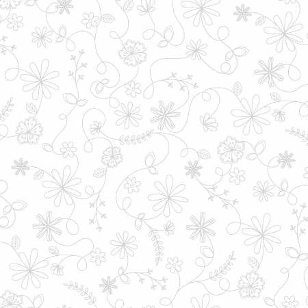 Maywood Studio Kimberbell Vintage Flora Fabric Collection Swirl Floral on White Premium 100% Cotton Quilt Shop Quality Fabrics