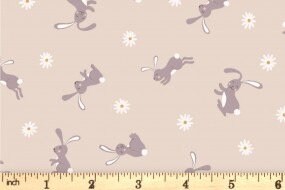 Lewis & Irene Bunny Hop Fabric Collection Bunny on Dark Cream A529.1