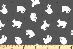 END OF BOLT 11" Lewis & Irene Small Things Polar Animals Fabric Collection Pearlescent Polar Bears on Night Sky Premium 100% Cotton Fabrics