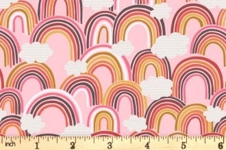 Lewis & Irene Rainbows Fabric Collection All Over Rainbows on Pink Authentic Premium 100% Cotton Quilt Shop Quality Fabrics