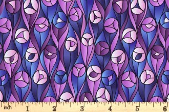 END OF BOLT 1YD34” Lewis & Irene Reflections Fabric Collection Buds on Purples and Blues Premium 100% Cotton Quilt Shop Quality Fabrics