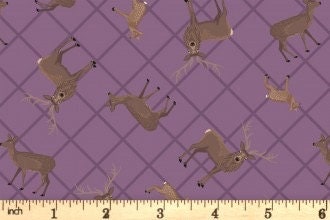 Lewis & Irene Loch Lewis Fabric Collection Deer Check on Purple A540.2