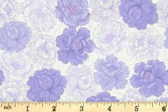 Lewis & Irene Love Blooms Fabric Collection Peony Blooms on Floral Blue Premium 100% Cotton Quilt Shop Quality Fabrics