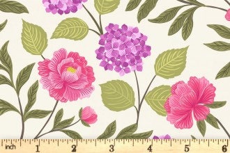 END OF BOLT 2YD13” Lewis & Irene’s Love Blooms Fabric Collection Peony and Hydrangea on Cream Premium 100% Cotton Quilt Shop Quality Fabrics