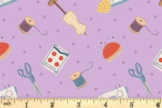 Lewis & Irene Small Things Crafts Fabric Collection Dressmaking on Light Purple Premium 100% Cotton Quilt Shop Quality Fabrics