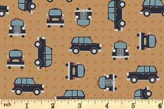 Lewis & Irene City Nights Fabric Collection Black Copper Cab on Copper A292.3