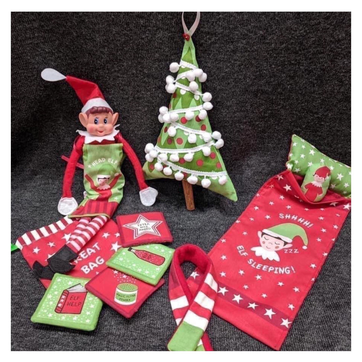 Lewis & Irene Christmas Glow Fabric Collection Elf on the Shelf Accessory 36" Panel on Blue
