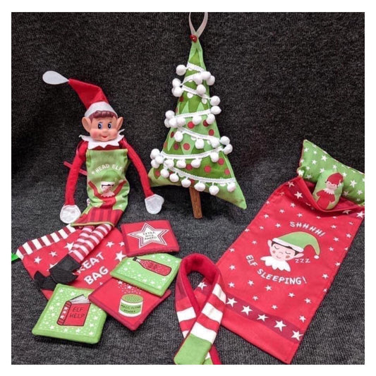 Lewis & Irene Christmas Glow Fabric Collection Elf on the Shelf Accessory 36" Panel on Blue