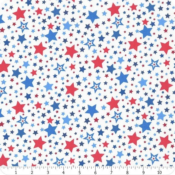 Lewis & Irene Americana Fabric Collection Stars on White A634.1