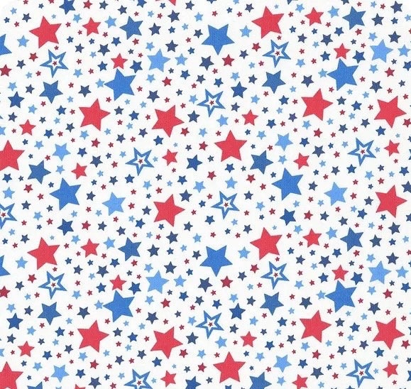 Lewis & Irene Americana Fabric Collection Stars on White A634.1