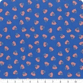 Lewis & Irene Americana Fabric Collection American Hearts on Blue Authentic Premium 100% Cotton Quilt Shop Quality Fabrics