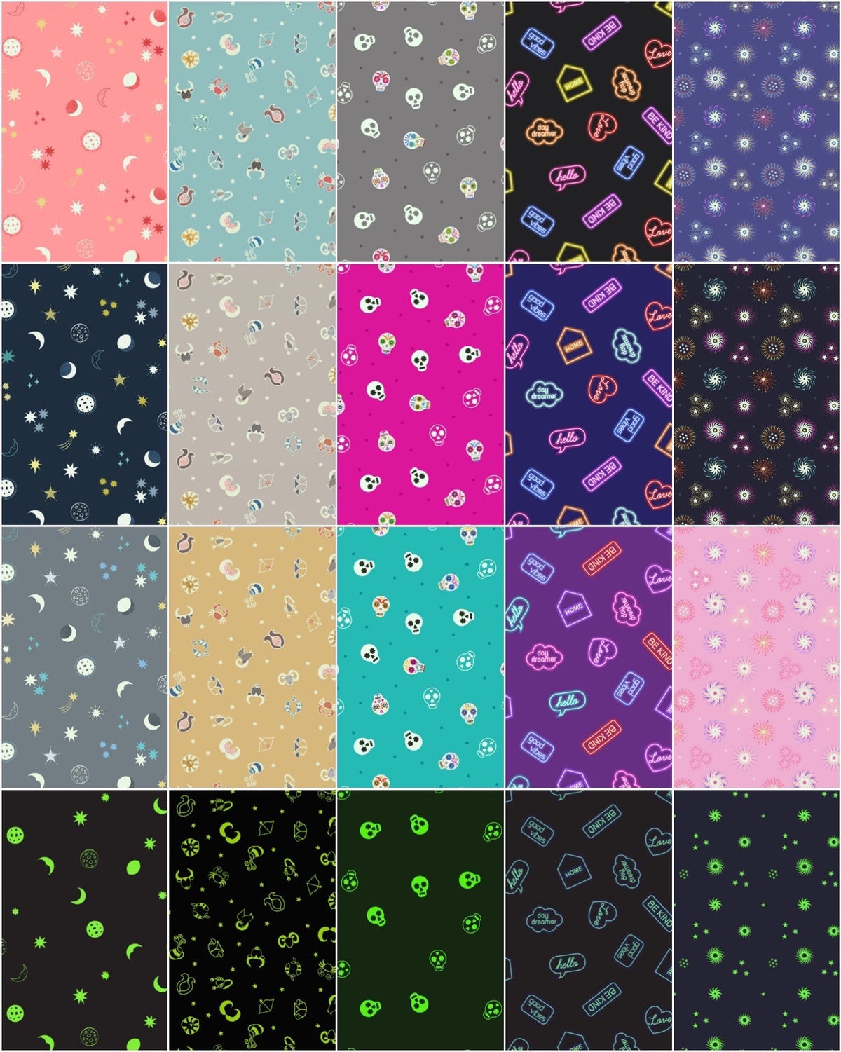 END OF BOLT 3YD17" Glowing Fabrics Lewis & Irene Small Things Glow Fabric Collection Glowing Night Sky on Grey Premium 100% Cotton Fabrics