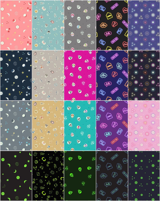 Lewis & Irene Small Things Glow Fabric Collection Glowing Star Signs on Light Clay Premium 100% Cotton Fabrics