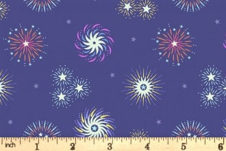 Glow-In-The-Dark Lewis & Irene Small Things Glow Fabric Collection Glowing Fireworks on Pink SM41.1