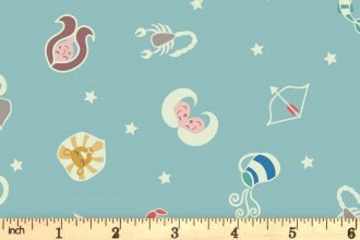 Lewis & Irene Small Things Glow Fabric Collection Glowing Star Signs on Dreamy Blue Premium 100% Cotton