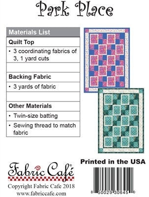 Fabric Cafe Park Place Quilt Pattern Finished Size: 43"x61"