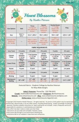 Anka's Treasures Heart Blossoms Quilt Pattern - 5 Size Variations Per Pattern