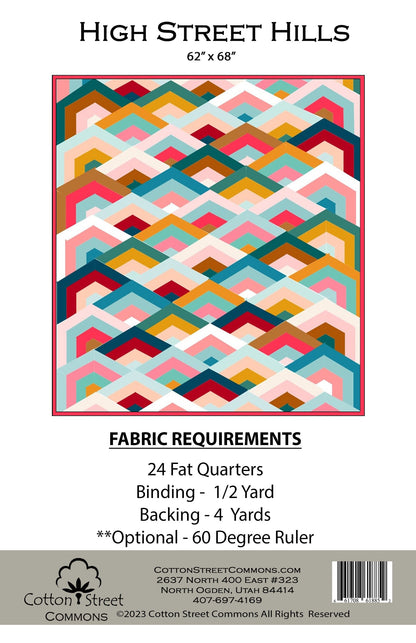 DIGITAL DOWNLOAD Cotton Street Commons High Street Hills Quilt Pattern Finished Size 62"x68"