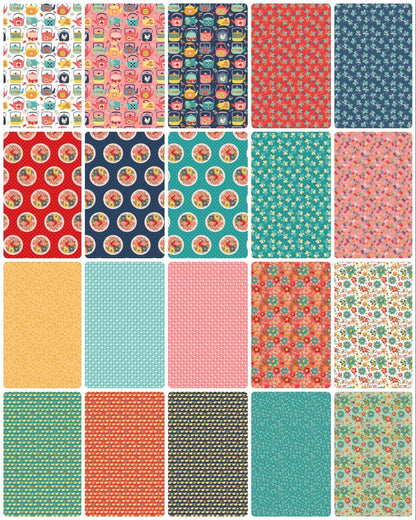Poppie Cotton Betsy's Sewing Kit Fabric Collection Calico Tea Kettles on Pink Authentic Premium 100% Cotton Quilt Shop Quality Fabrics