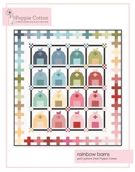 Poppie Cotton Rainbow Barns Quilt Kit Featuring Poppie Cotton Farmhouse Favorites Fabrics Finished Size: 74"x81"