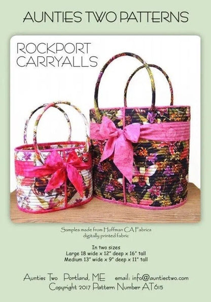 Aunties Two Rockport Carryalls Sewing Pattern -2 Size Variations Per Pattern AT615
