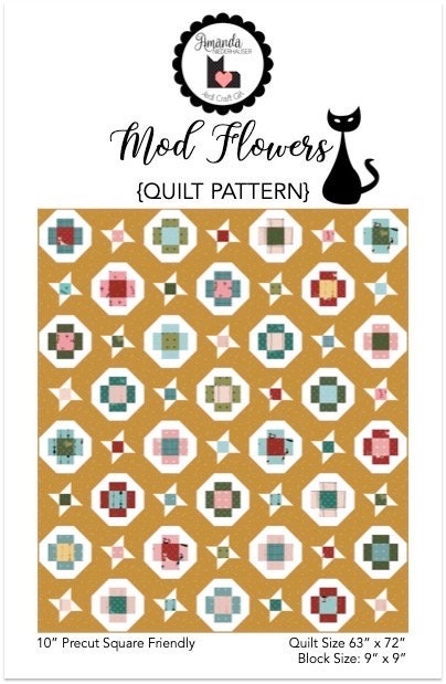 Amanda Niederhauser The Jedi Craft Girl Mod Flowers Quilt Pattern Finished Size: 63"x72"