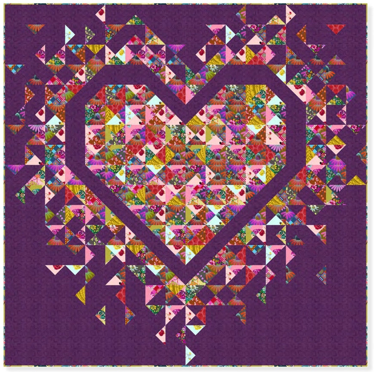 Slice of Pi Quilts Exploding Heart Quilt Pattern Finished Size: 72"x72"