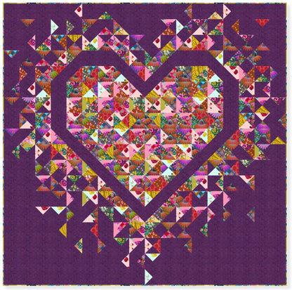 Slice of Pi Quilts Exploding Heart Quilt Pattern Finished Size: 72"x72"