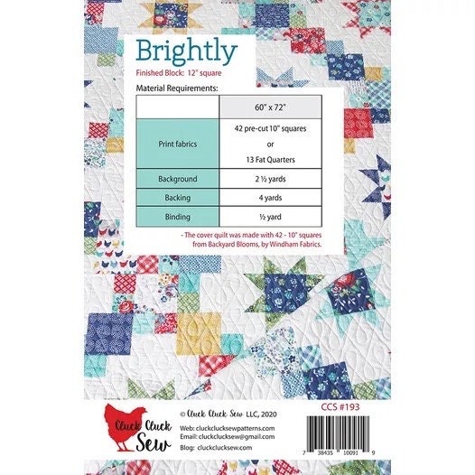 Cluck Cluck Sew Brightly Quilt Pattern (4 Size Variations Per Pattern)
