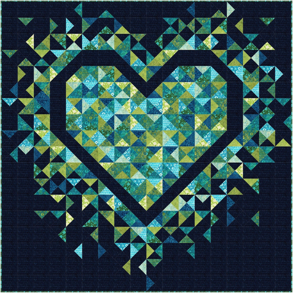 Slice of Pi Quilts Exploding Heart Quilt Pattern Finished Size: 72"x72"