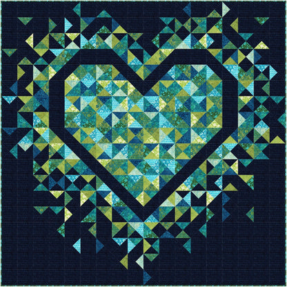 Slice of Pi Quilts Exploding Heart Quilt Pattern Finished Size: 72"x72"