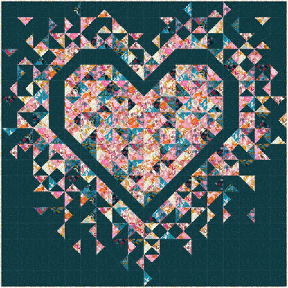 Slice of Pi Quilts Exploding Heart Quilt Pattern Finished Size: 72"x72"