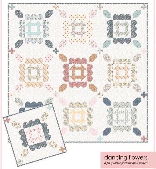 Poppie Cotton Dancing Flowers Quilt Kit Featuring Poppie Cotton Garden Party Fabrics
