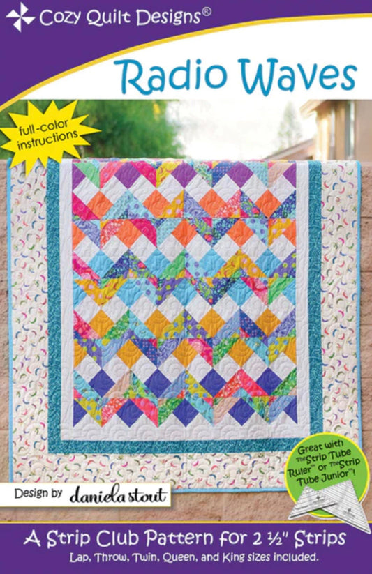 Cozy Quilt Designs Radio Waves Quilt Pattern - 5 Size Variations Per Pattern