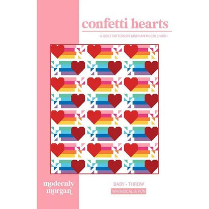 Modernly Morgan Confetti Hearts Quilt Pattern - 2 Size Variations Per Pattern