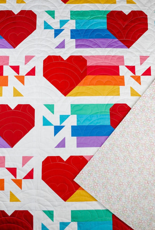 Modernly Morgan Confetti Hearts Quilt Pattern - 2 Size Variations Per Pattern