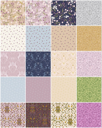 Lewis & Irene Celtic Fairies Fabric Collection Silver Metallic Celtic Flowers on Heather A732.3